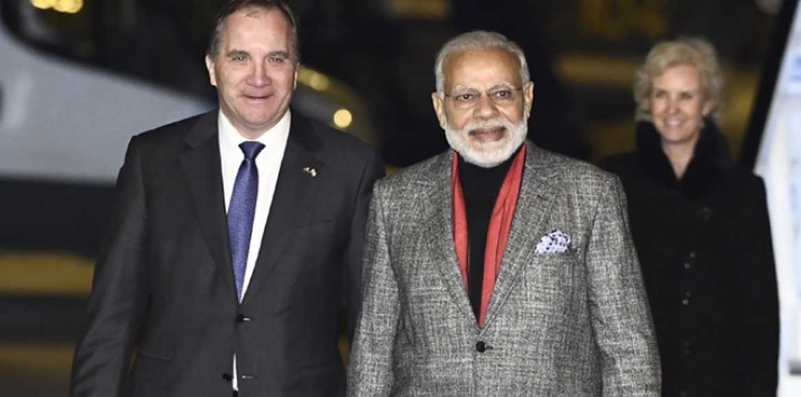 स्वीडन के प्रधानमंत्री ने किया पीएम मोदी का स्वागत - CG Sandesh