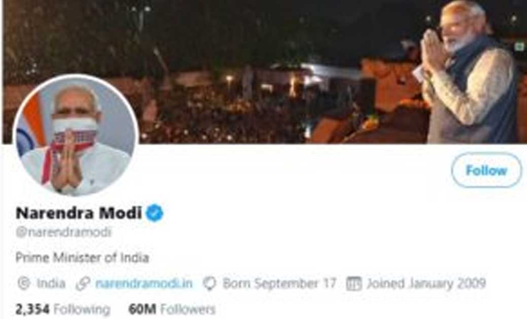  ट्विटर पर प्रधानमंत्री नरेंद्र मोदी को फॉलो करने वालों की स... - CG Sandesh