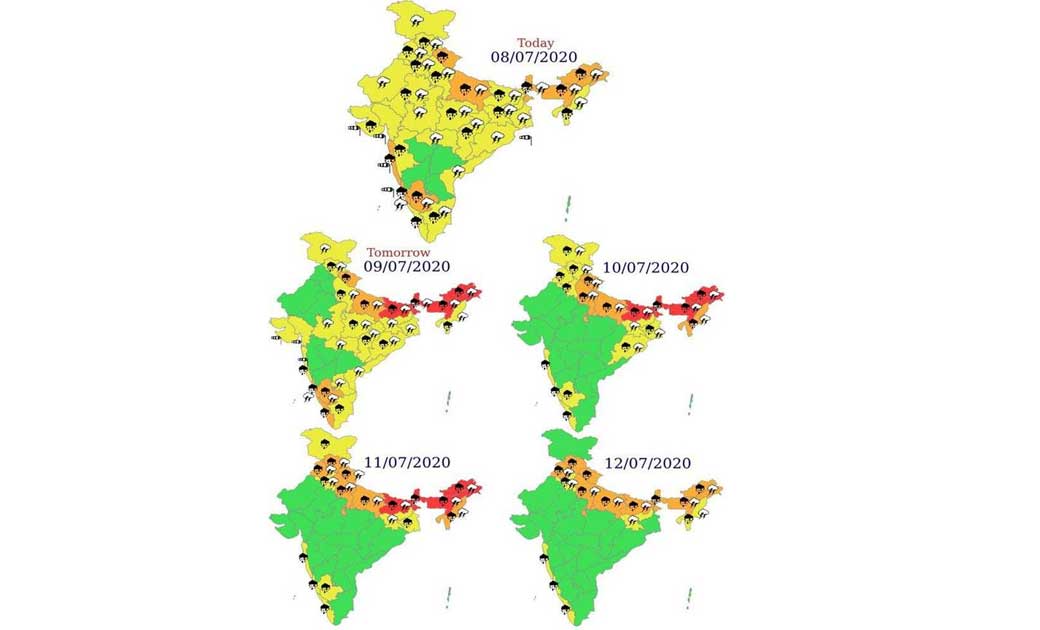  भारत के उत्तरी भागों में 9 से 12 जुलाई, 2020 के दौरान भारी ... - CG Sandesh