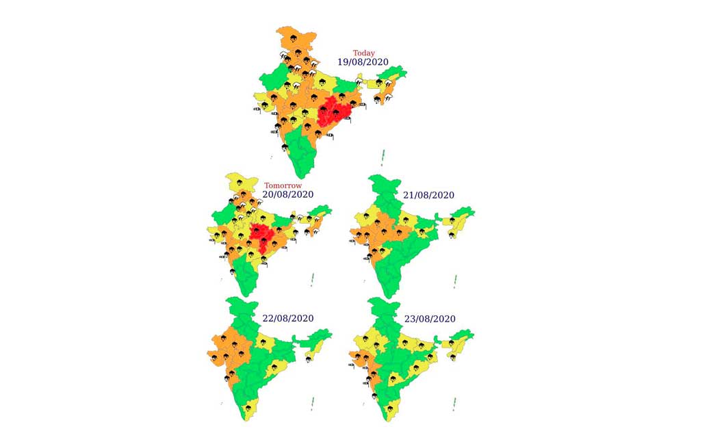 अगले 5 दिनों के दौरान देश के मध्य भागों में तेज बारिश होने क... - CG Sandesh