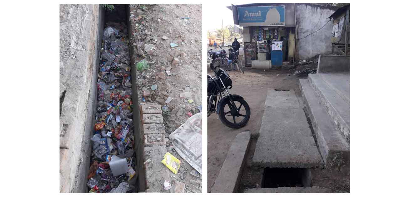 कचरो में पट गया नाली, प्रशासन ने नही दिया ध्यान