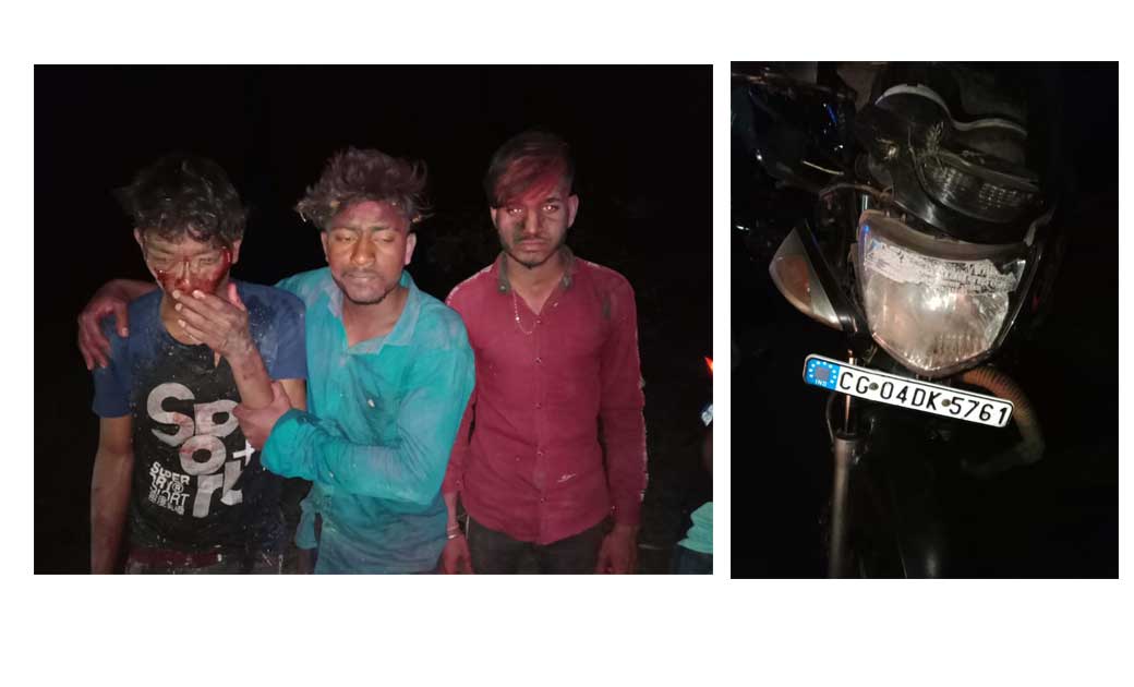 बागबाहरा : मोटोरसायकल और कुत्ते में भिंडत, 3 लोग घायल. - CG Sandesh
