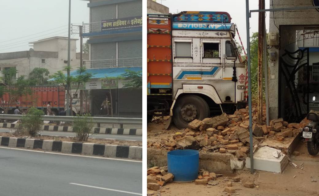 महासमुन्द : झलप बस स्टैंड के पास एक अनियंत्रित ट्रक घर मे जा घुसा ,एक बड़ा हादसा टला