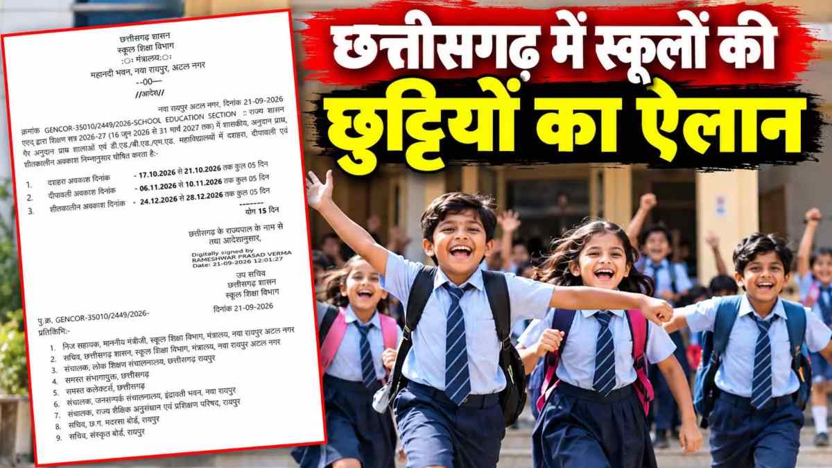छत्तीसगढ़ के स्कूलों में छुट्टियों का ऐलान, दशहरा-दिवाली से ... - CG Sandesh