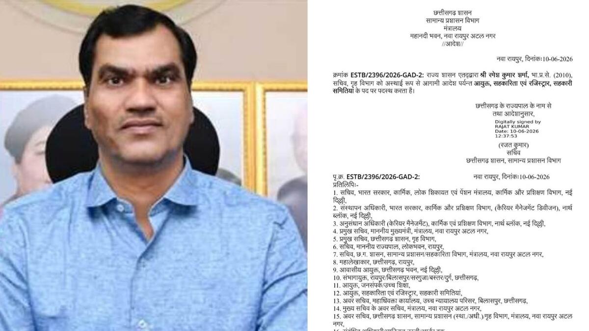 CG : IAS रमेश कुमार शर्मा को मिली नई जिम्मेदारी, बनाए गए सहकारिता आयुक्त 