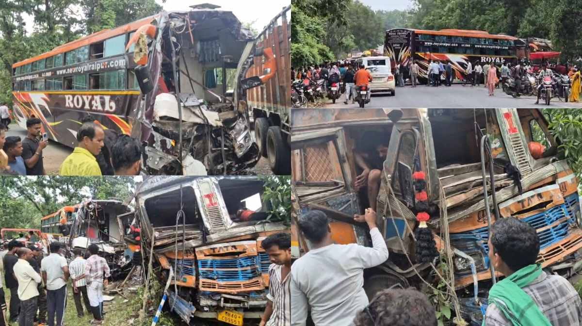 CG : रॉयल बस और ट्रक की आमने-सामने टक्कर, 12 से अधिक यात्री घायल
