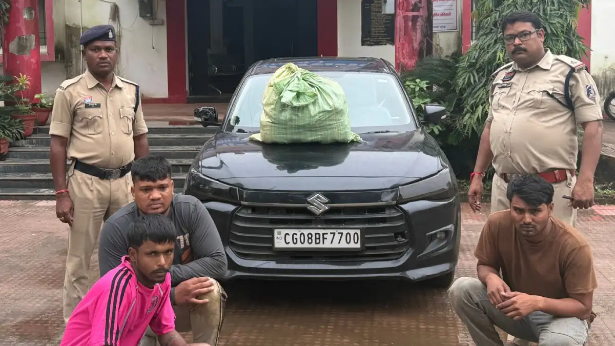बसना : डिजायर कार से 6 लाख का गांजा जप्त